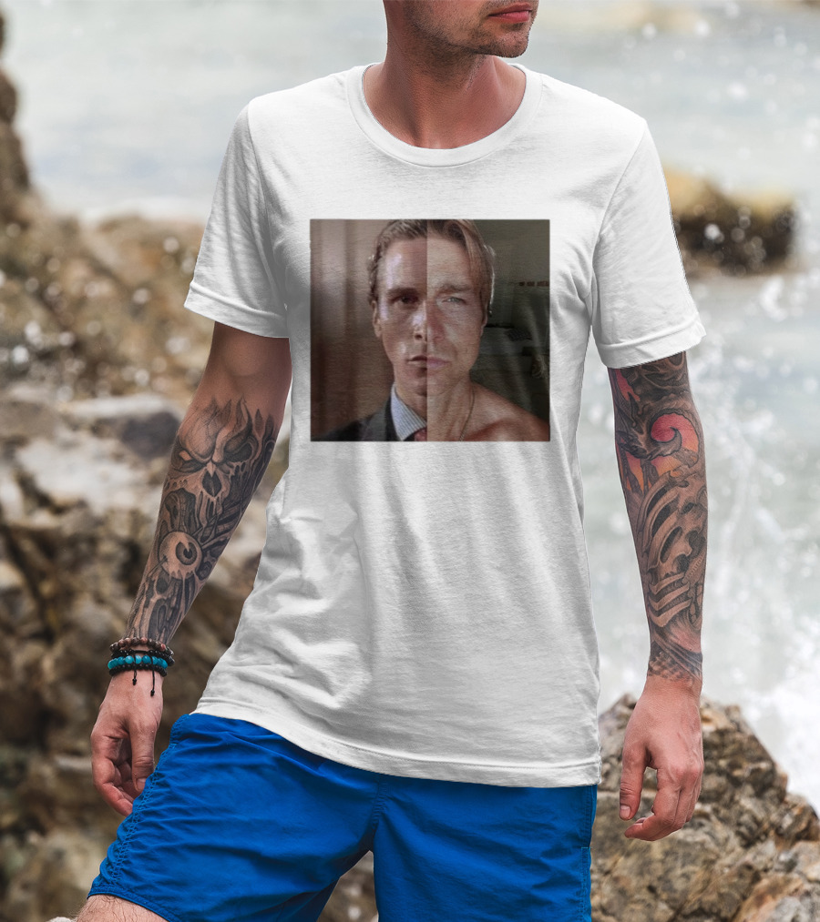 Jeremy Fragrance Compared With Young Christian Bale Face Split Room Background T-Shirt