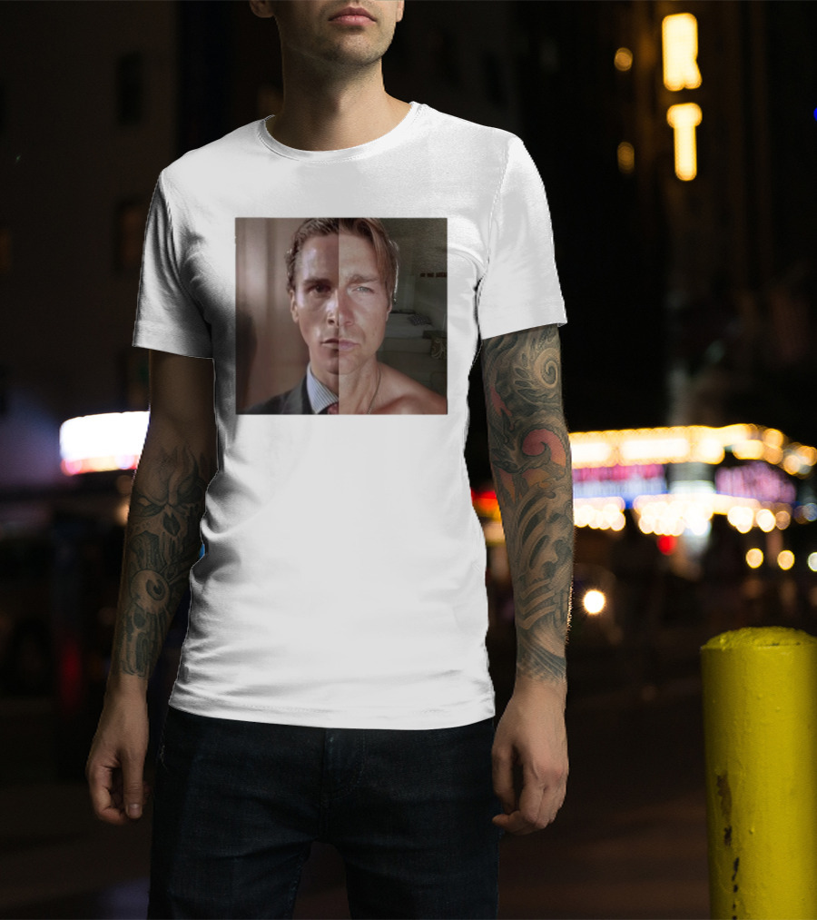 Jeremy Fragrance Compared With Young Christian Bale Face Split Room Background T-Shirt