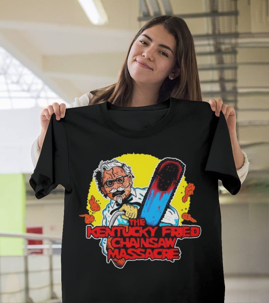 Colonel Sanders Chainsaw Parody Horror Crossover T-Shirt