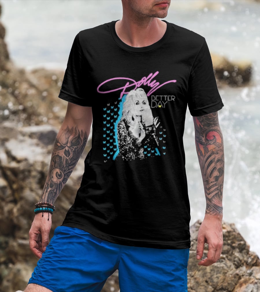 Dolly Parton Better Day Butterfly Microphone Trent Crimm T-Shirt