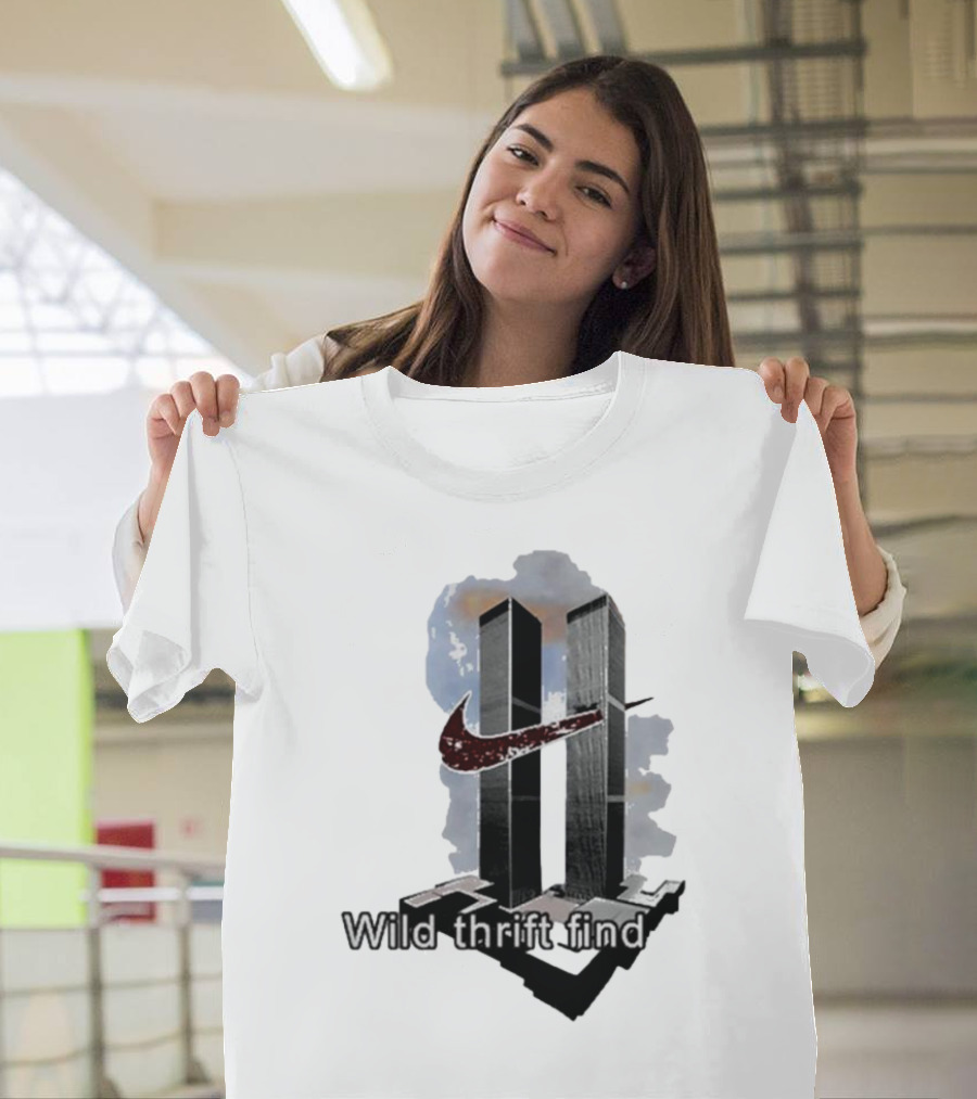 Wild Thrift Find Twin Towers Swoosh T-Shirt