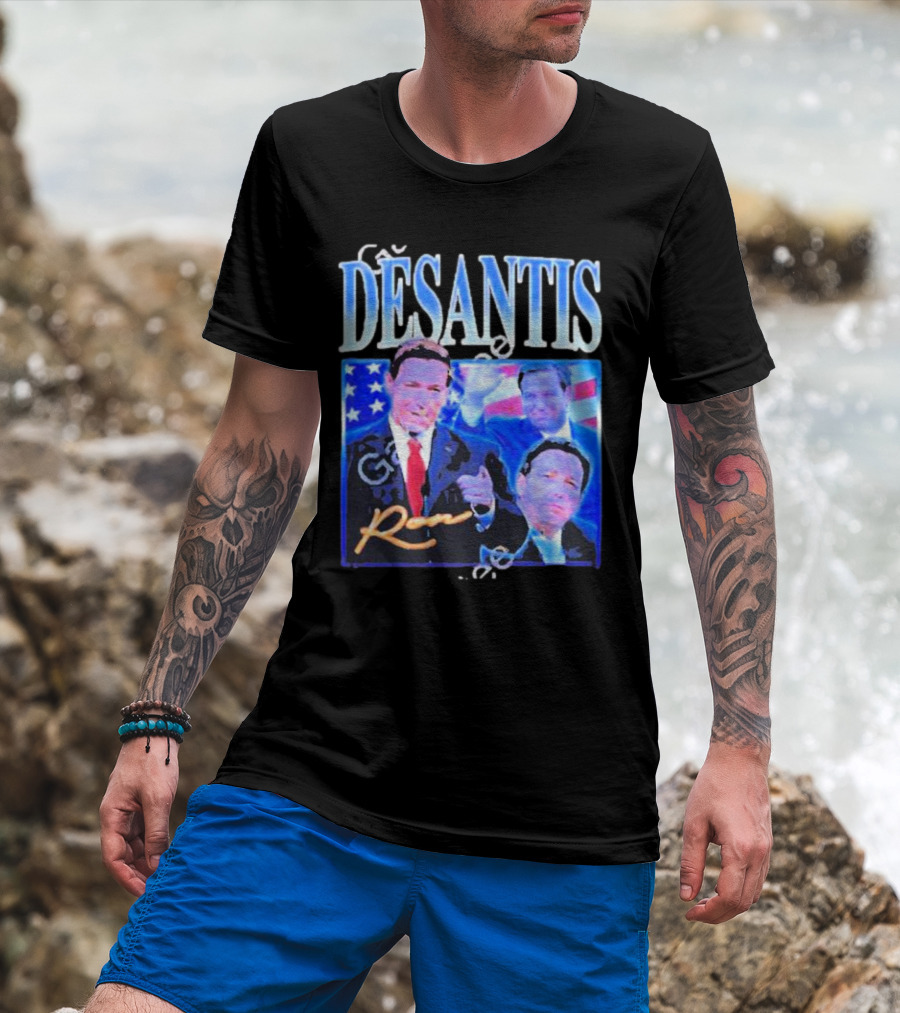 DÉSANTIS Ron American Flag Suit T-Shirt
