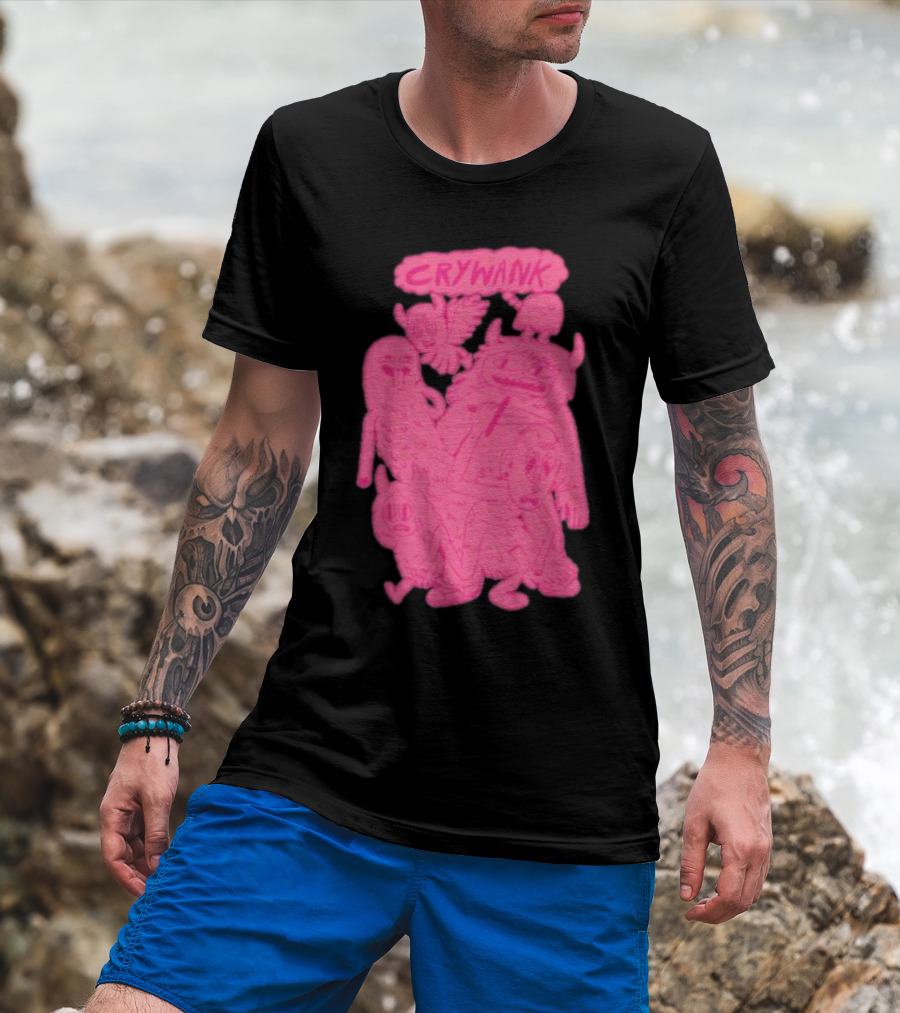 Crywank Cartoon Characters Art Pink T-Shirt