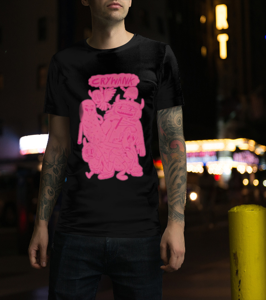 Crywank Cartoon Characters Art Pink T-Shirt