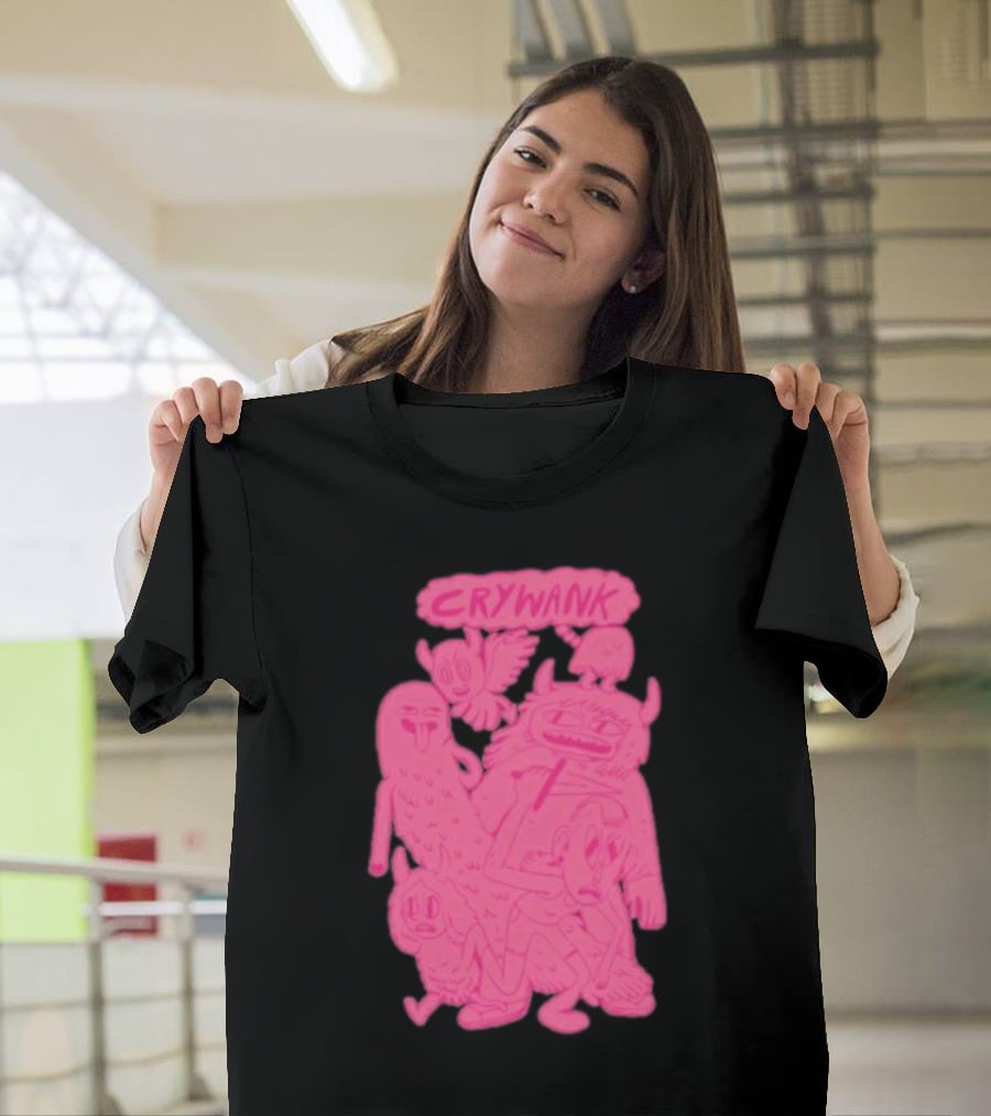 Crywank Cartoon Characters Art Pink T-Shirt