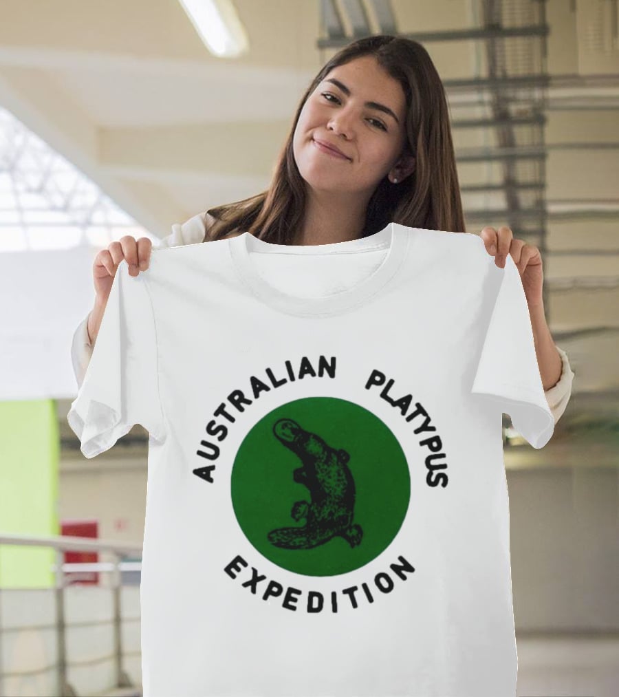 Australian Platypus Expedition Black Circle With Green Interior T-Shirt