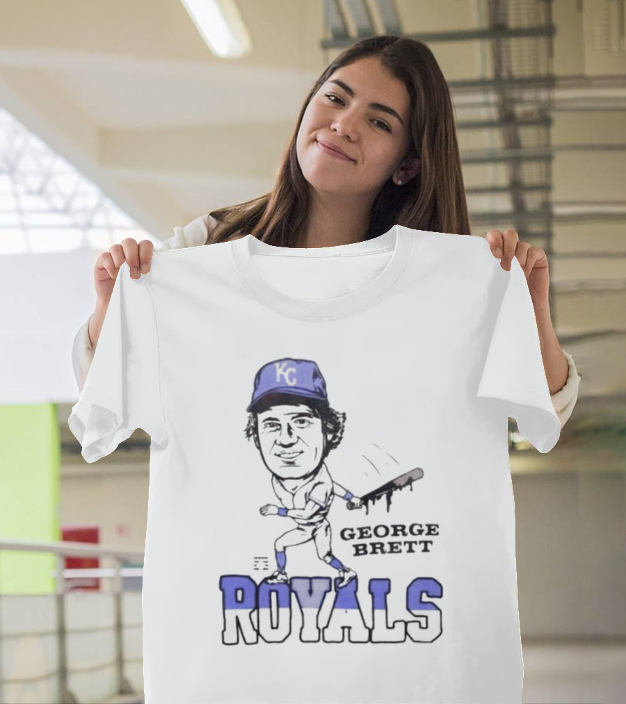 Royals Baseball George Brett KC Blue Cap T-Shirt