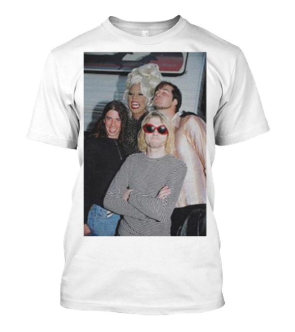 Rupaul With Nirvana Members Dave Grohl Kurt Cobain Krist Novoselic T-Shirt