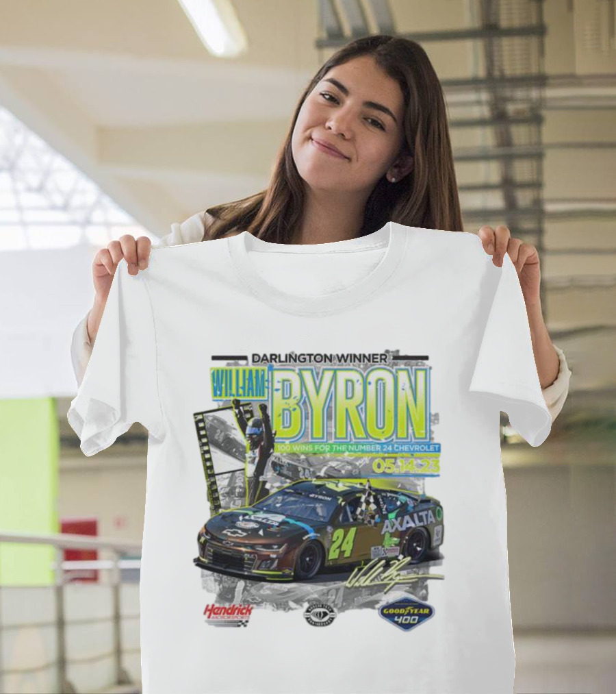 William Byron Darlington Winner 100 Wins for Number 24 Chevrolet 05.14.23 Goodyear 400 T-Shirt