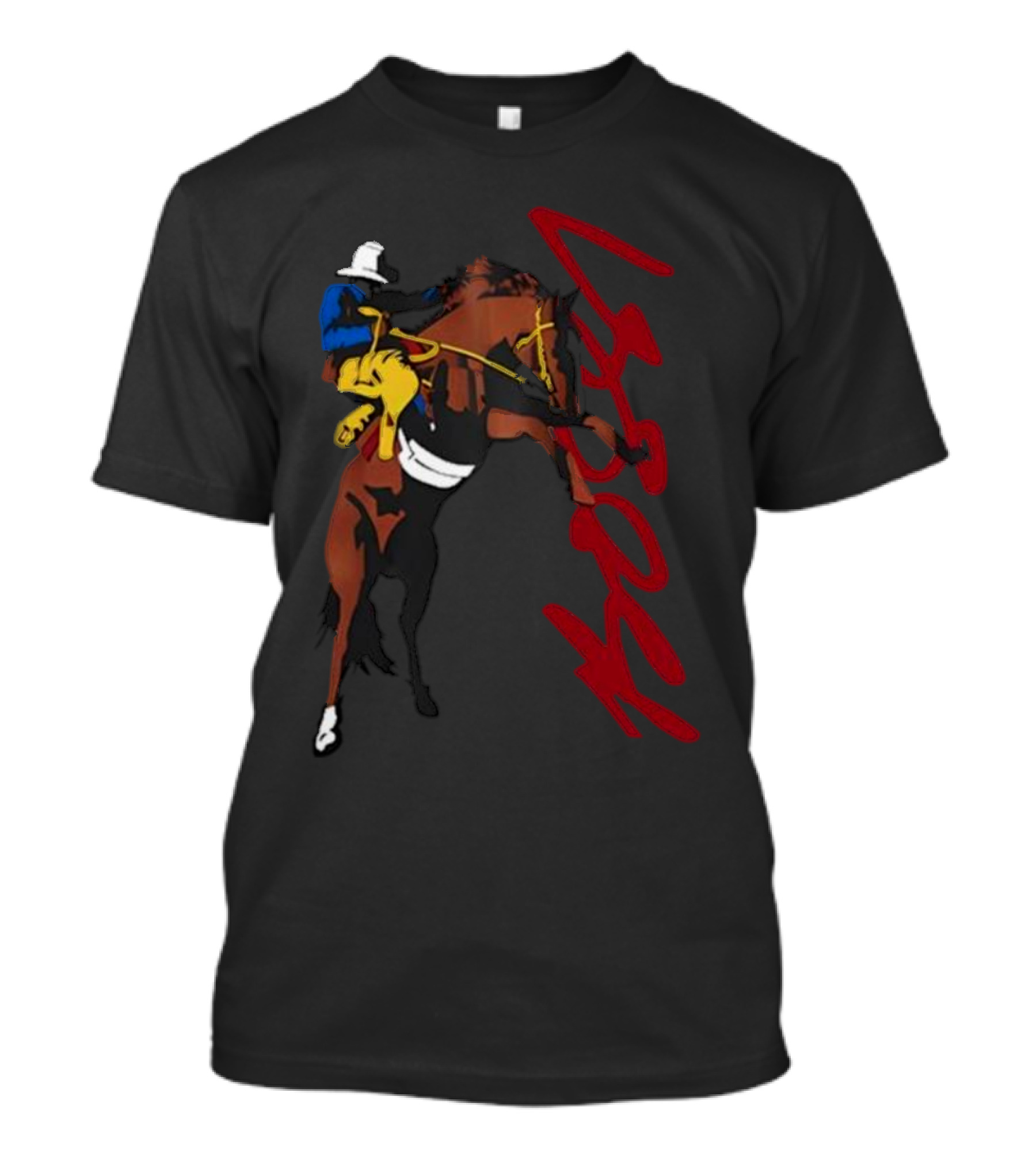 Bossi Cowboy Colorful Rodeo Horse Scene T-Shirt
