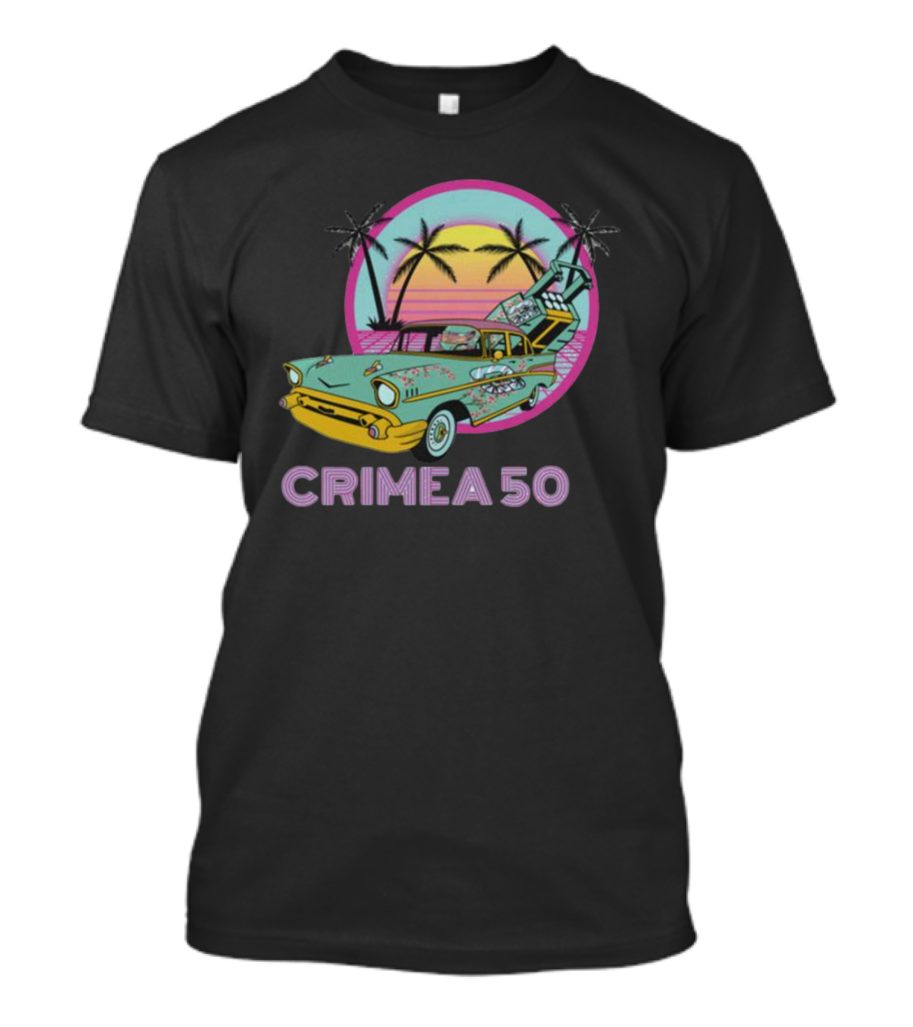 CRIMEA 50 NAFO HIMARS Vintage Sunset Car Scene T-Shirt