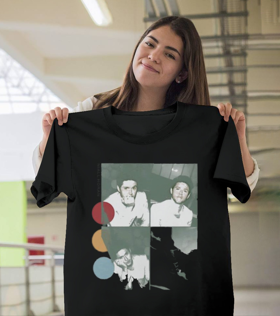 Niall Horan Hello Lovers The Show Photo Collage with Red Yellow Blue Circles T-Shirt