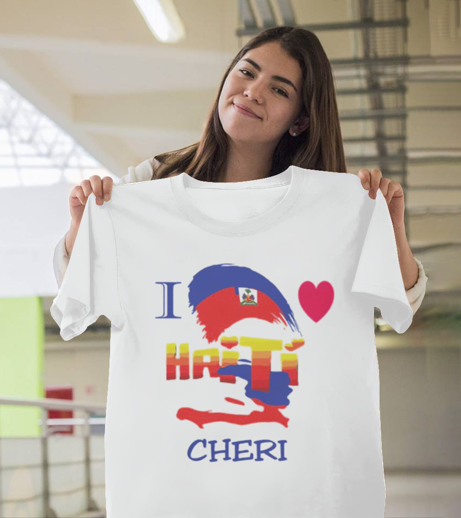 I Love Haiti Cheri Haitian Flag Heart T-Shirt