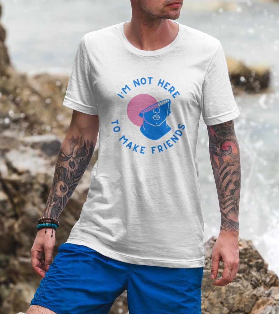 I’m Not Here To Make Friends Sam Smith Blue Pink Bust Sunglasses T-Shirt