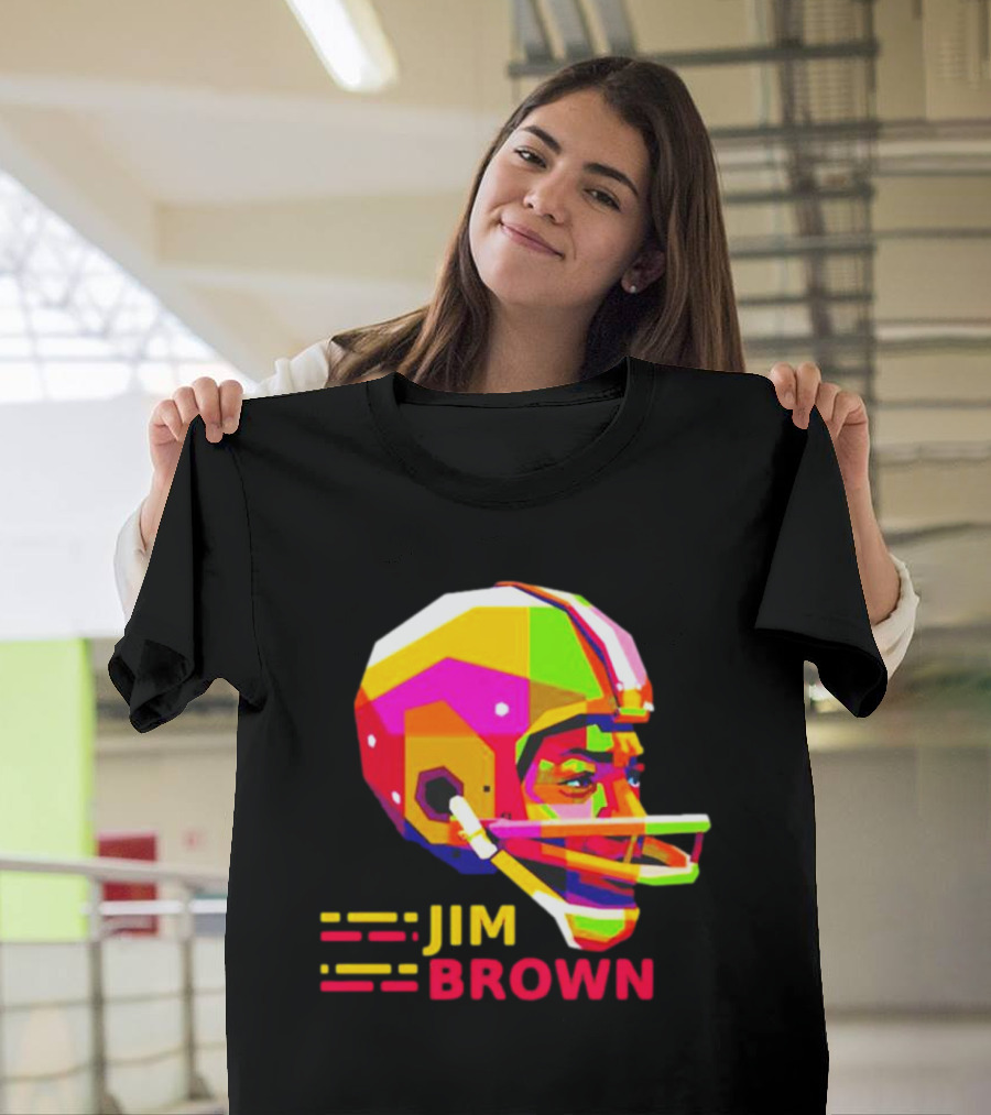 Jim Brown Vibrant Helmet Portrait Pop T-Shirt