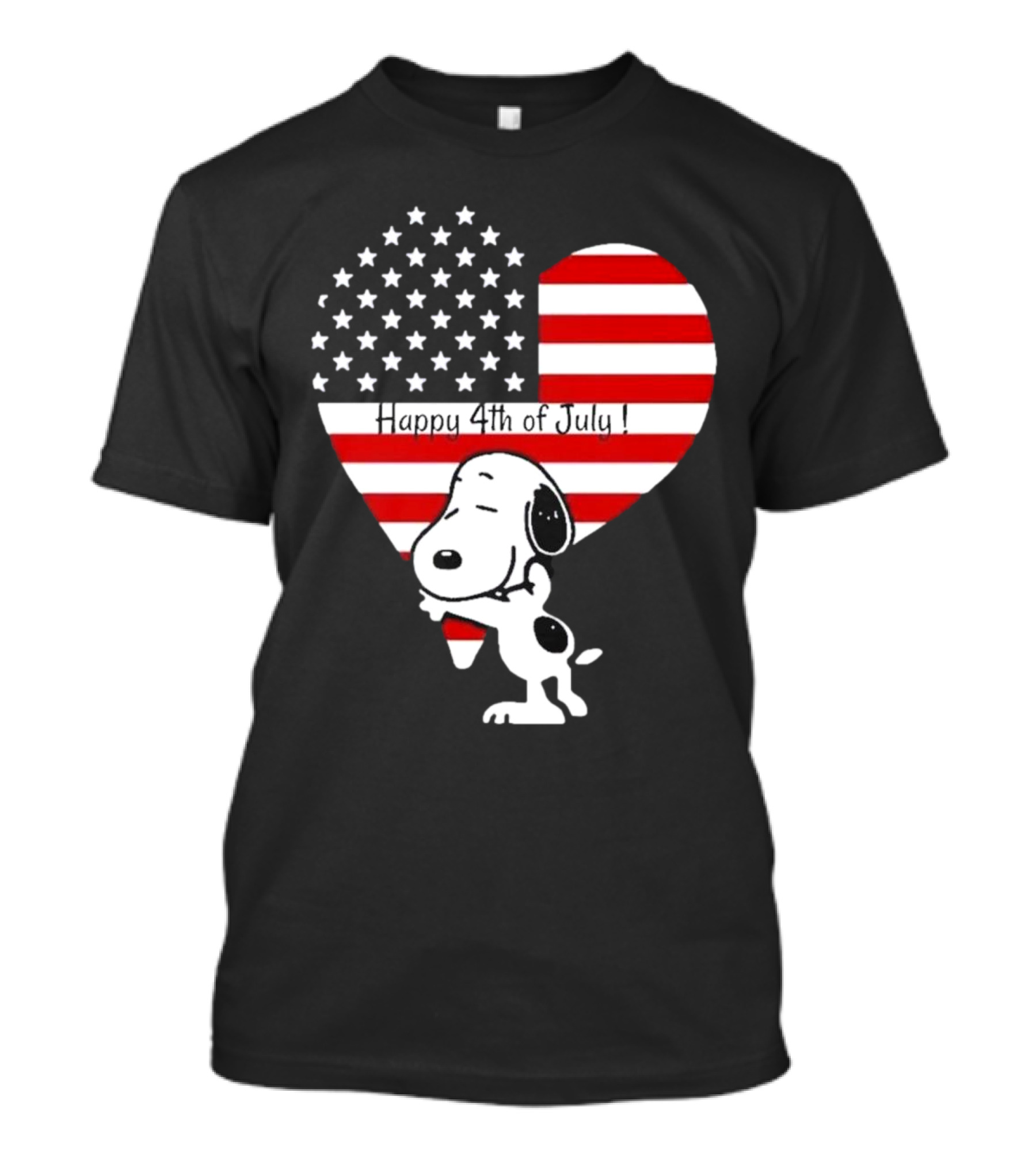 Snoopy Happy 4th Of July Heart American Flag T-Shirt