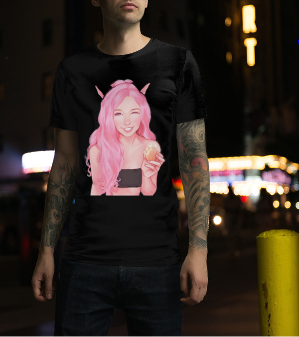 Belle Delphine Pink Hair Winking Holding Golden Egg Fantasy T-Shirt