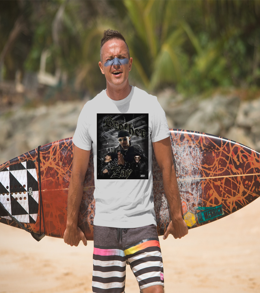 Brother Zay AEW Theme With Three Images And Dramatic Shattered Glass Background T-Shirt