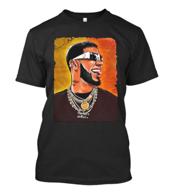 Anuel AA Vibrant Portrait With Signature And Chains T-Shirt