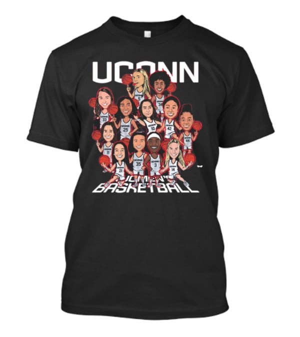 UConn Women's Basketball Team Illustrated Players With Basketballs T-Shirt