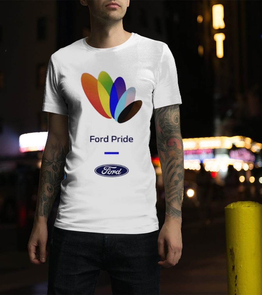 Ford Pride Typography Over Rainbow Petals T-Shirt