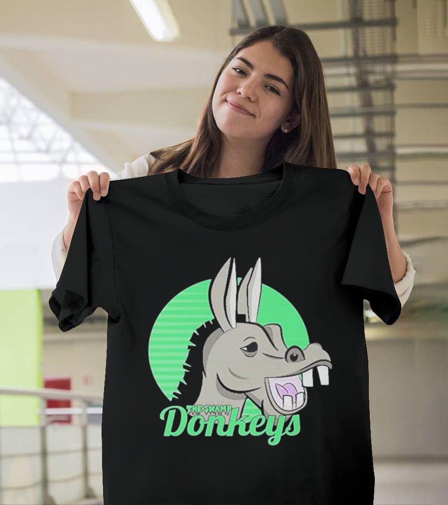 The Swamp Donkeys Green Logo Icon With Donkey Face T-Shirt
