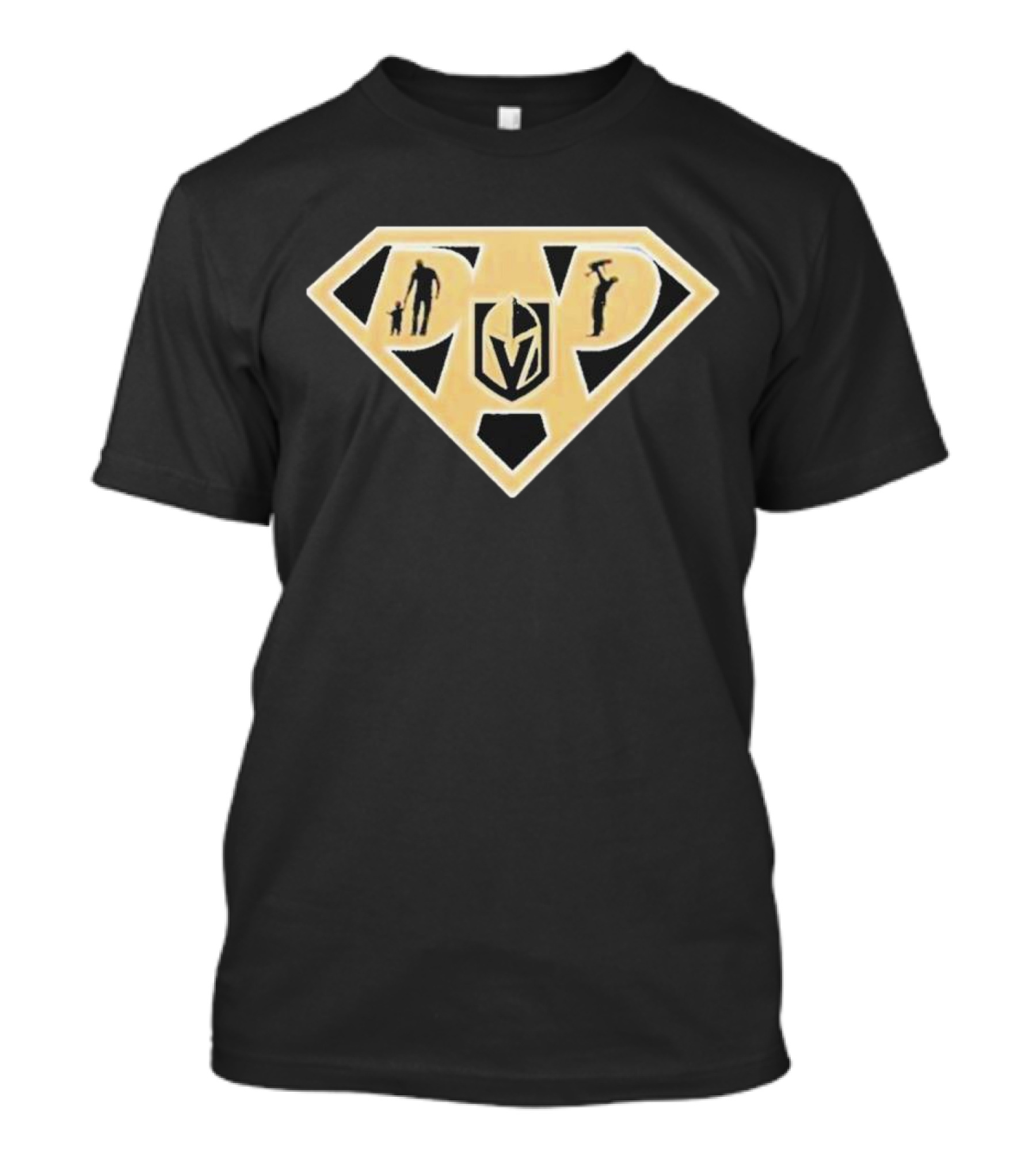 Vegas Golden Knights Super Dad Hero Shield T-Shirt