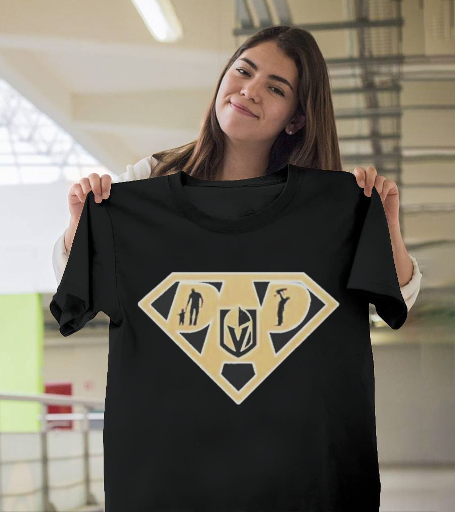 Vegas Golden Knights Super Dad Hero Shield T-Shirt