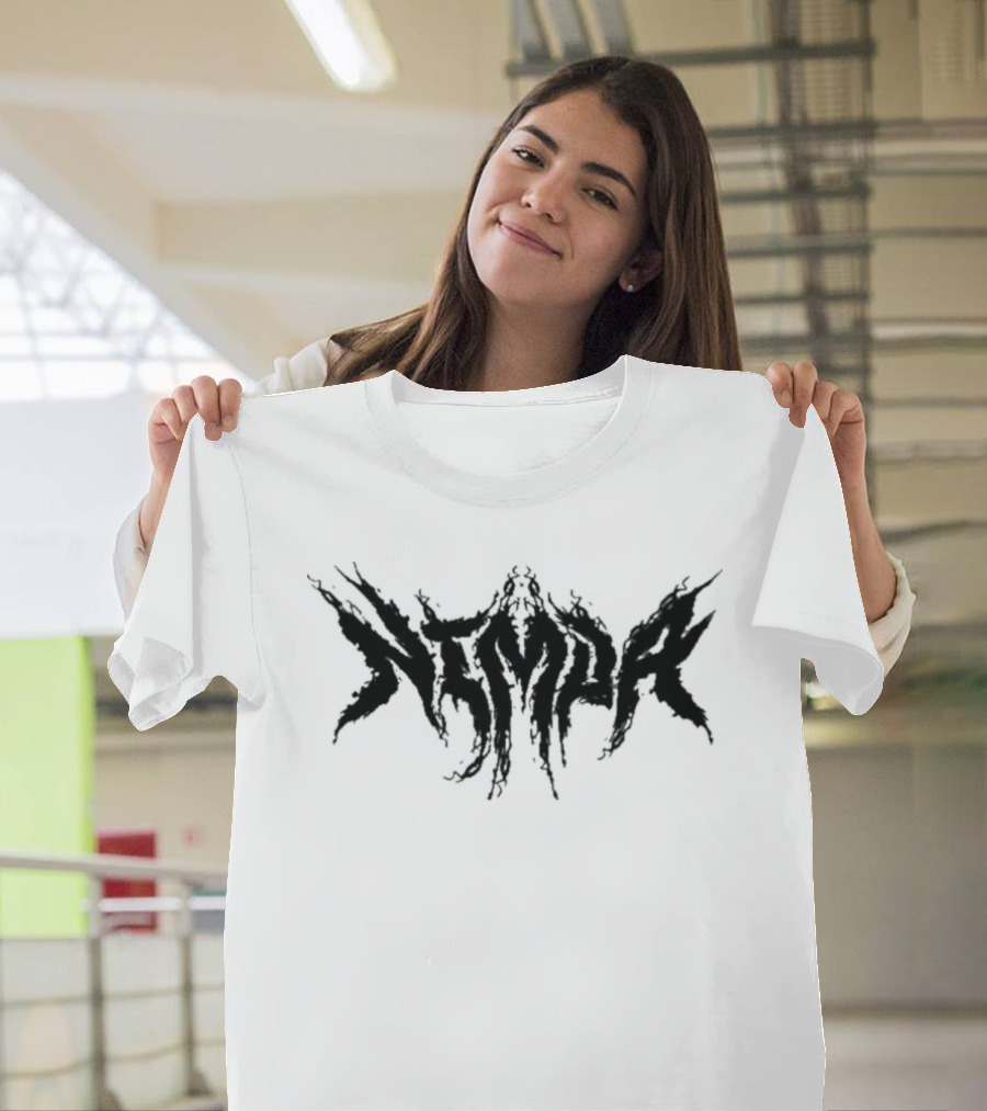 Nimda Logo Graphic With Dark Gothic Text T-Shirt