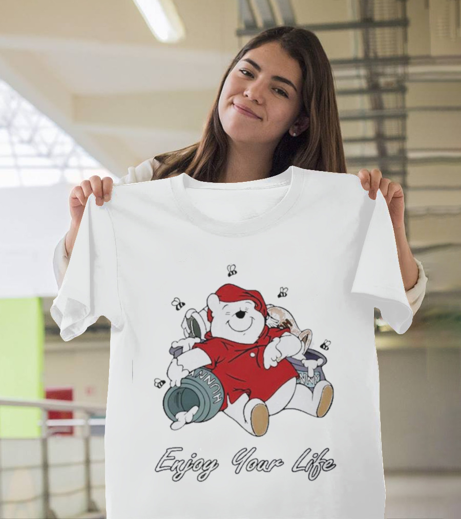 Bear Enjoy Your Life Hunny Pots Red T-Shirt