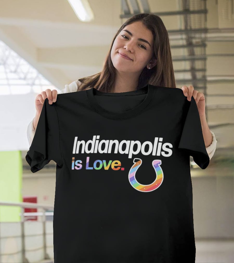 Indianapolis Colts Is Love City Pride Rainbow Horseshoe T-Shirt