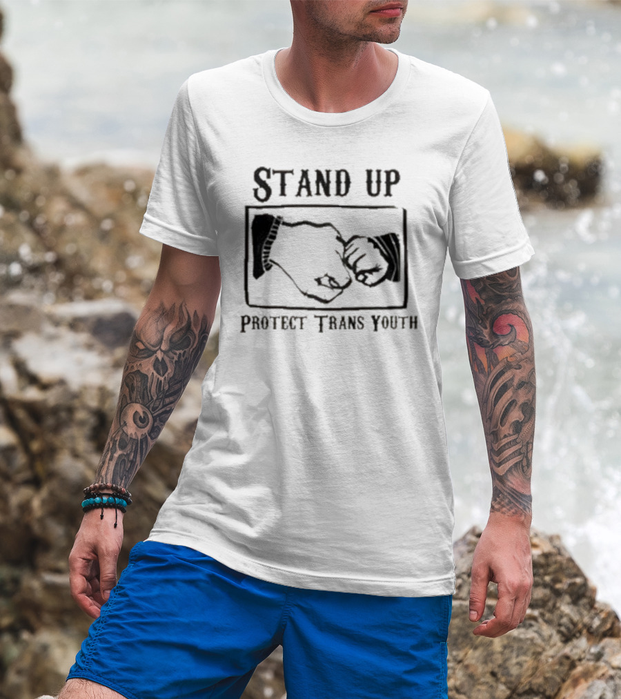 Stand Up Protect Trans Youth Fist Bump Solidarity T-Shirt