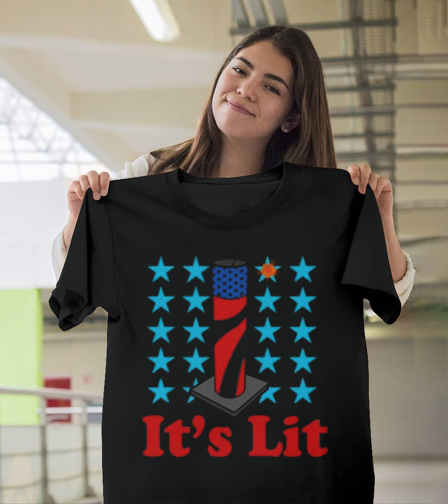 Middleclassfancy It’s Lit Stars and Firework 4Th of July T-Shirt