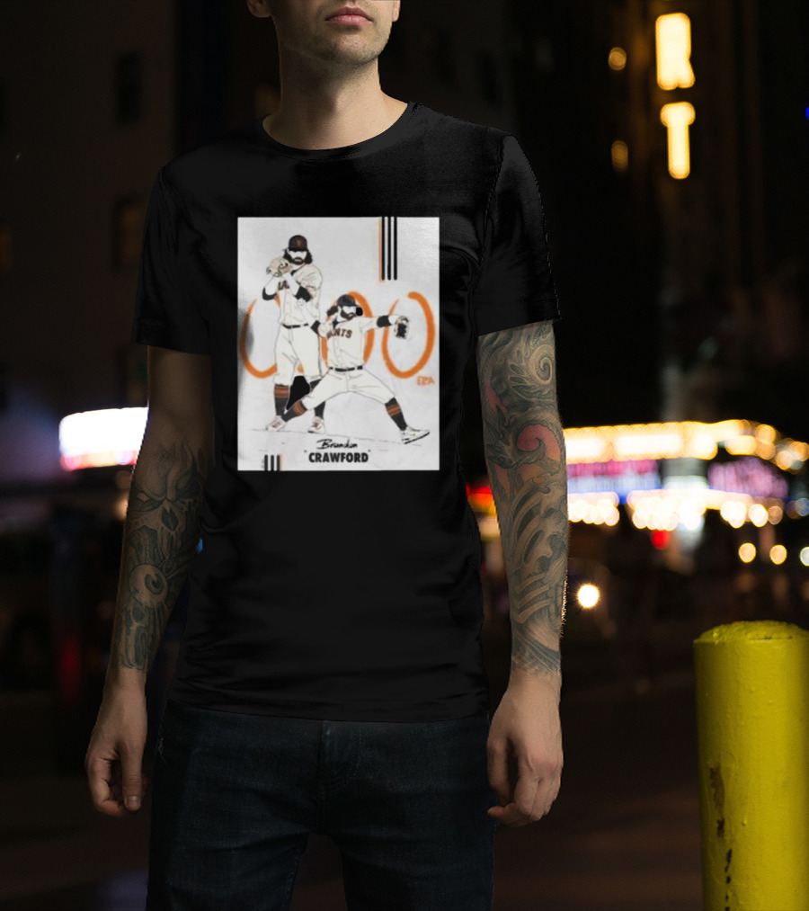 Brandon Crawford Giants Baseball Illustration With 1000 Celebratory T-Shirt