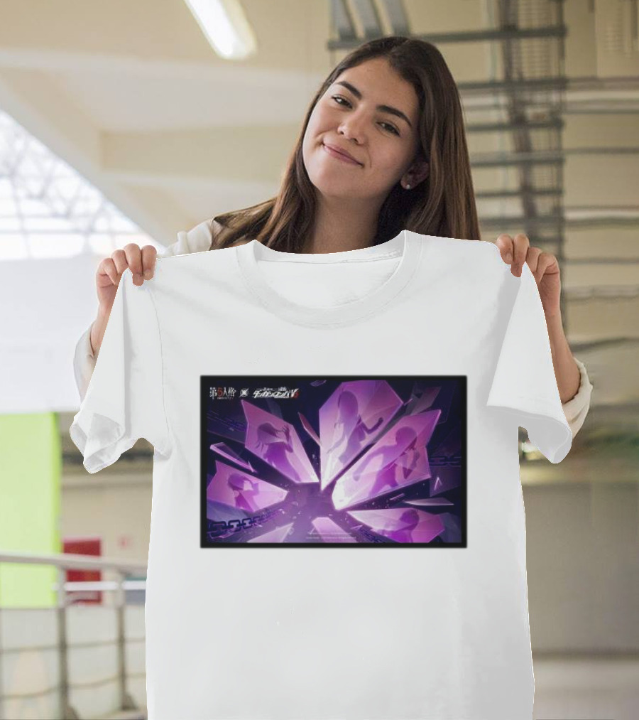 Persona 5 Crossover Danganronpa V3 Collaboration Purple Shattered Glass Motif T-Shirt