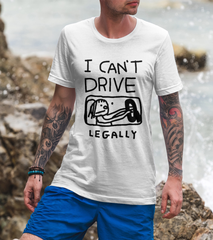 Zoe Bread I Can’t Drive Legally Cartoon Drawing Steering Wheel T-Shirt