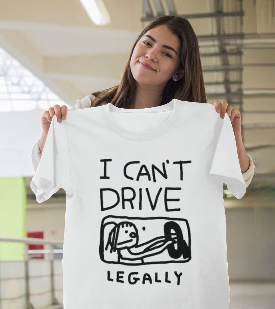 Zoe Bread I Can’t Drive Legally Cartoon Drawing Steering Wheel T-Shirt