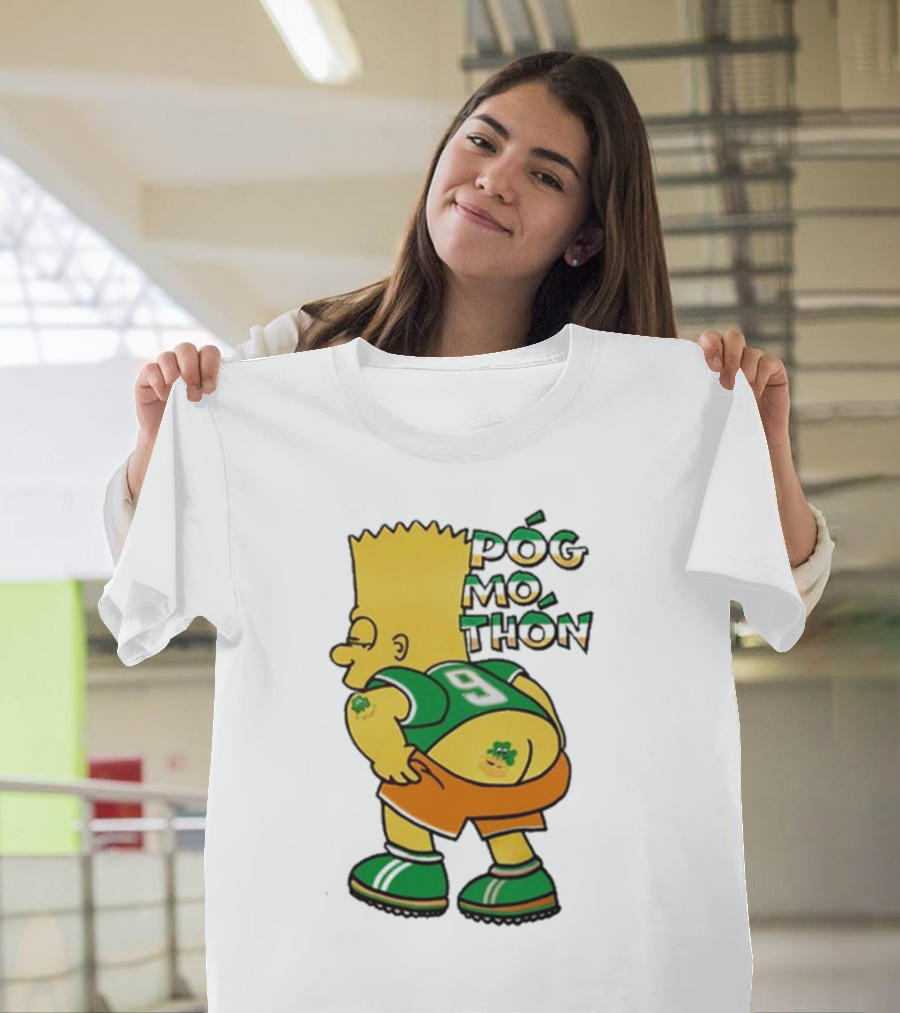 Póg Mo Thón Bart Irish Shamrock Tattoo Football Green Orange 9 T-Shirt