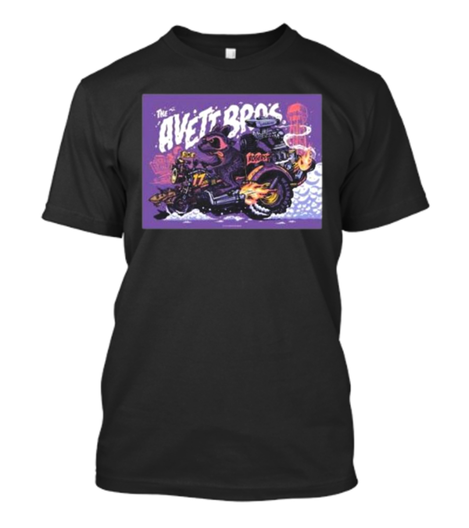 The Avett Bros Raccoon Motorcycle Racing 17 Rockets T-Shirt