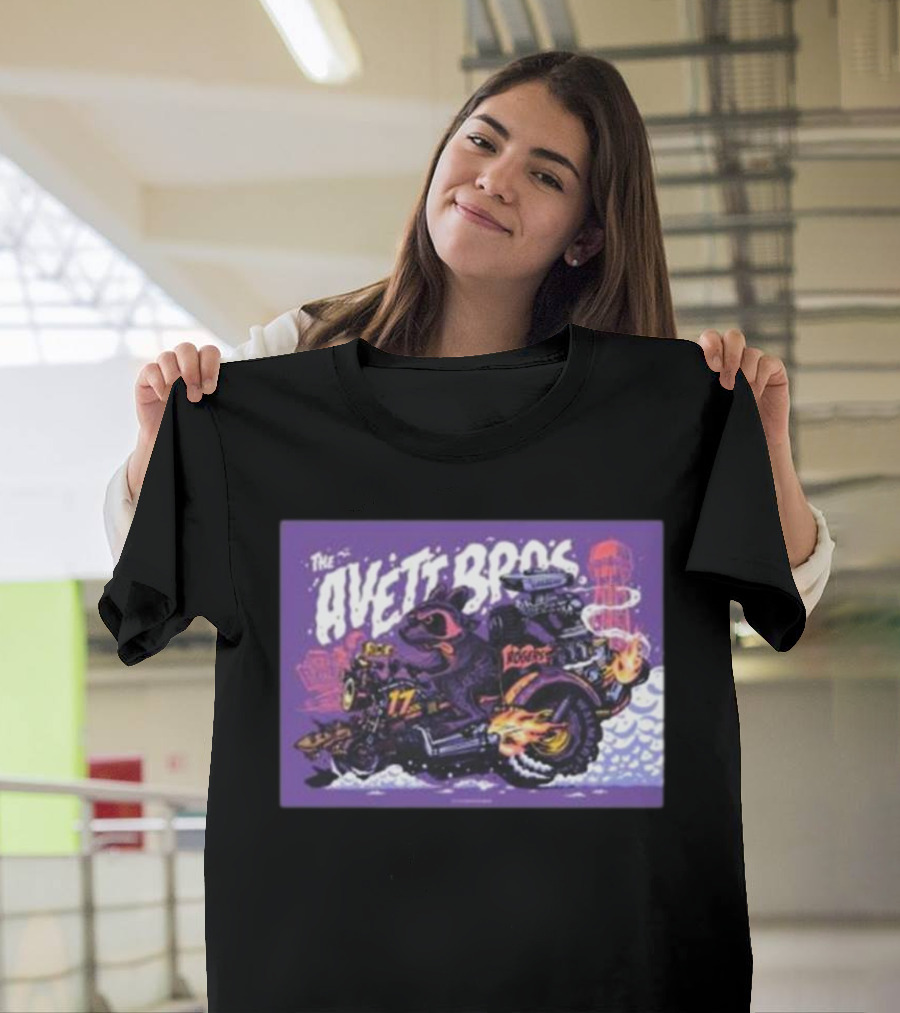 The Avett Bros Raccoon Motorcycle Racing 17 Rockets T-Shirt