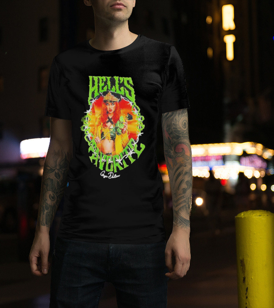 Hell's Favorite Gigi Dolin Barbed Wire Crown And Green Flames T-Shirt