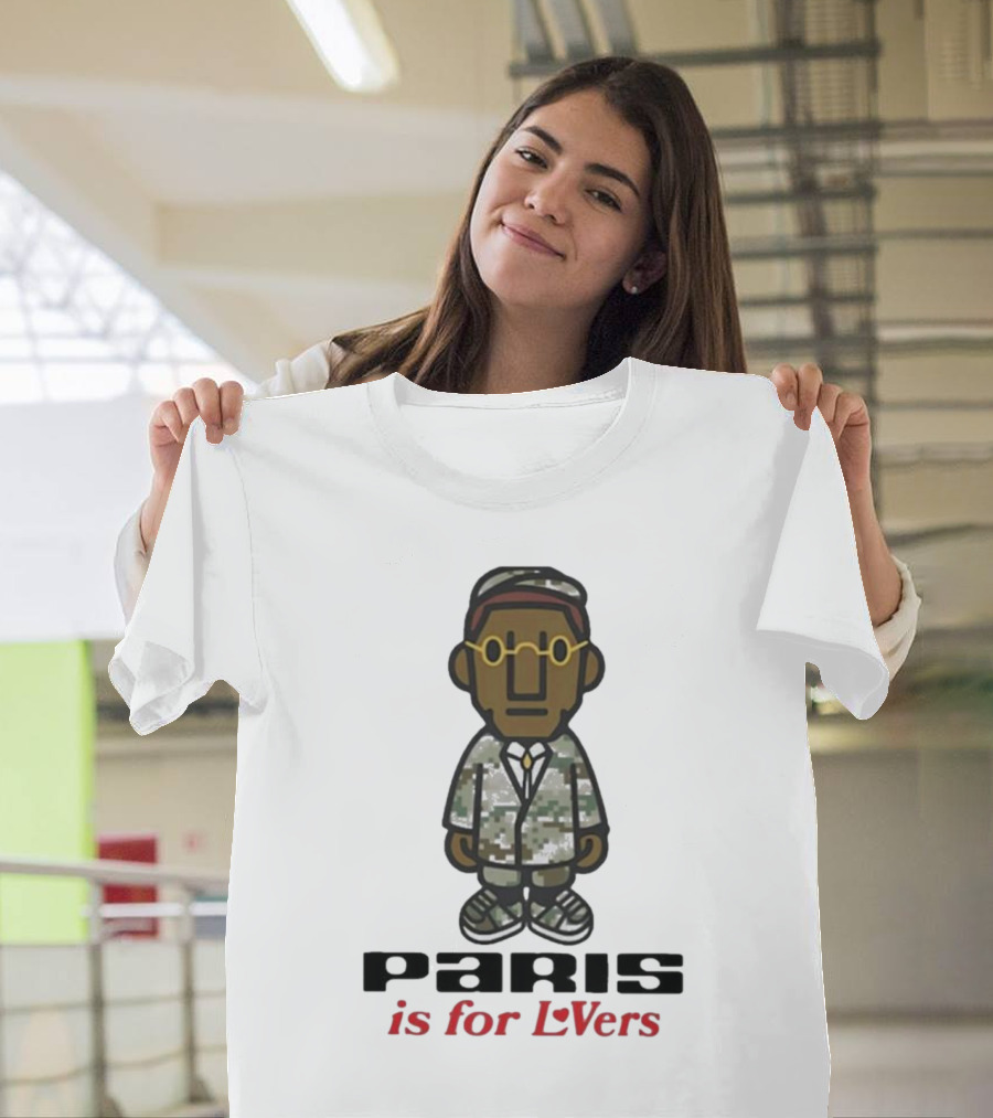 PARIS is for LoVers Camouflage Suit Character with Glasses T-Shirt