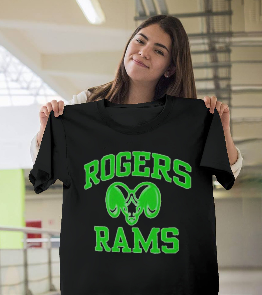 Rogers Rams Green Neon Ram Head Emblem T-Shirt