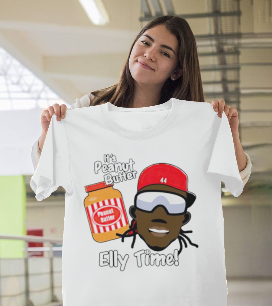 Elly De La Cruz It's Peanut Butter Elly Time 44 Red Cap and Jar T-Shirt