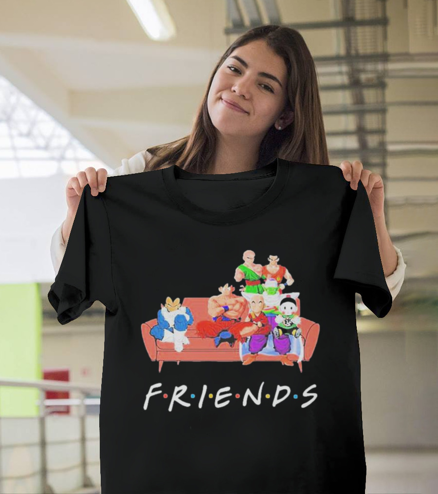 FRIENDS Son Goku Dragon Ball Characters Sitting Together T-Shirt