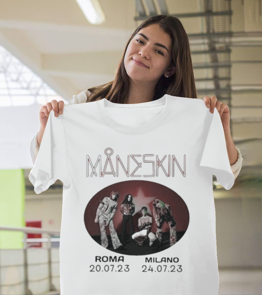 Måneskin Roma 20.07.23 Milano 24.07.23 Concert Dates T-Shirt