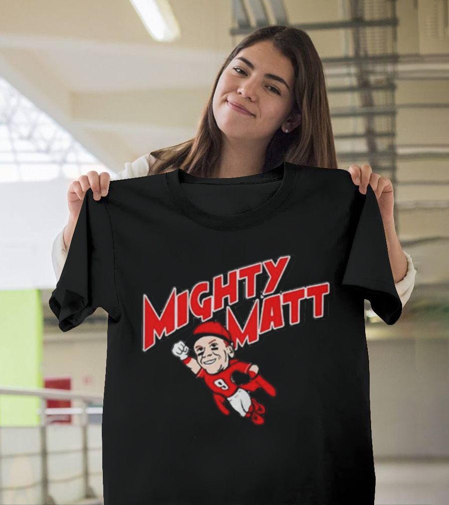 Mighty Matt Football Hero in Red and White Gear T-Shirt