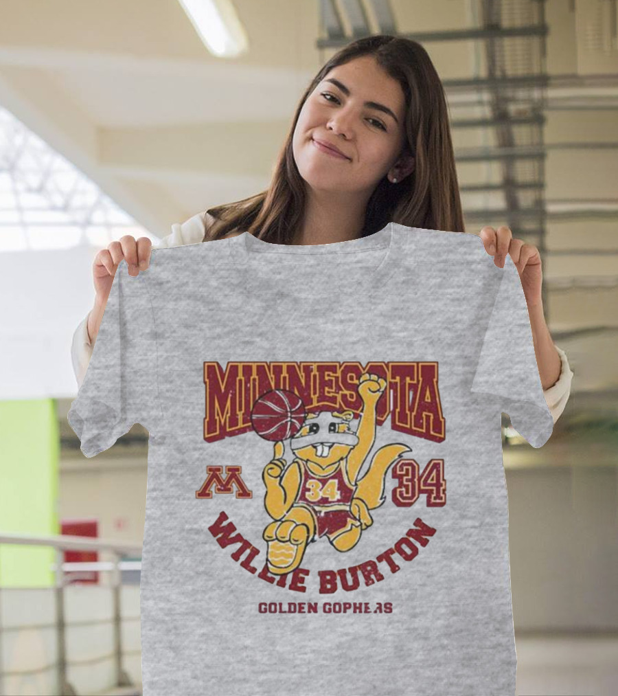 Minnesota 34 Willie Burton Golden Gophers Basketball T-Shirt