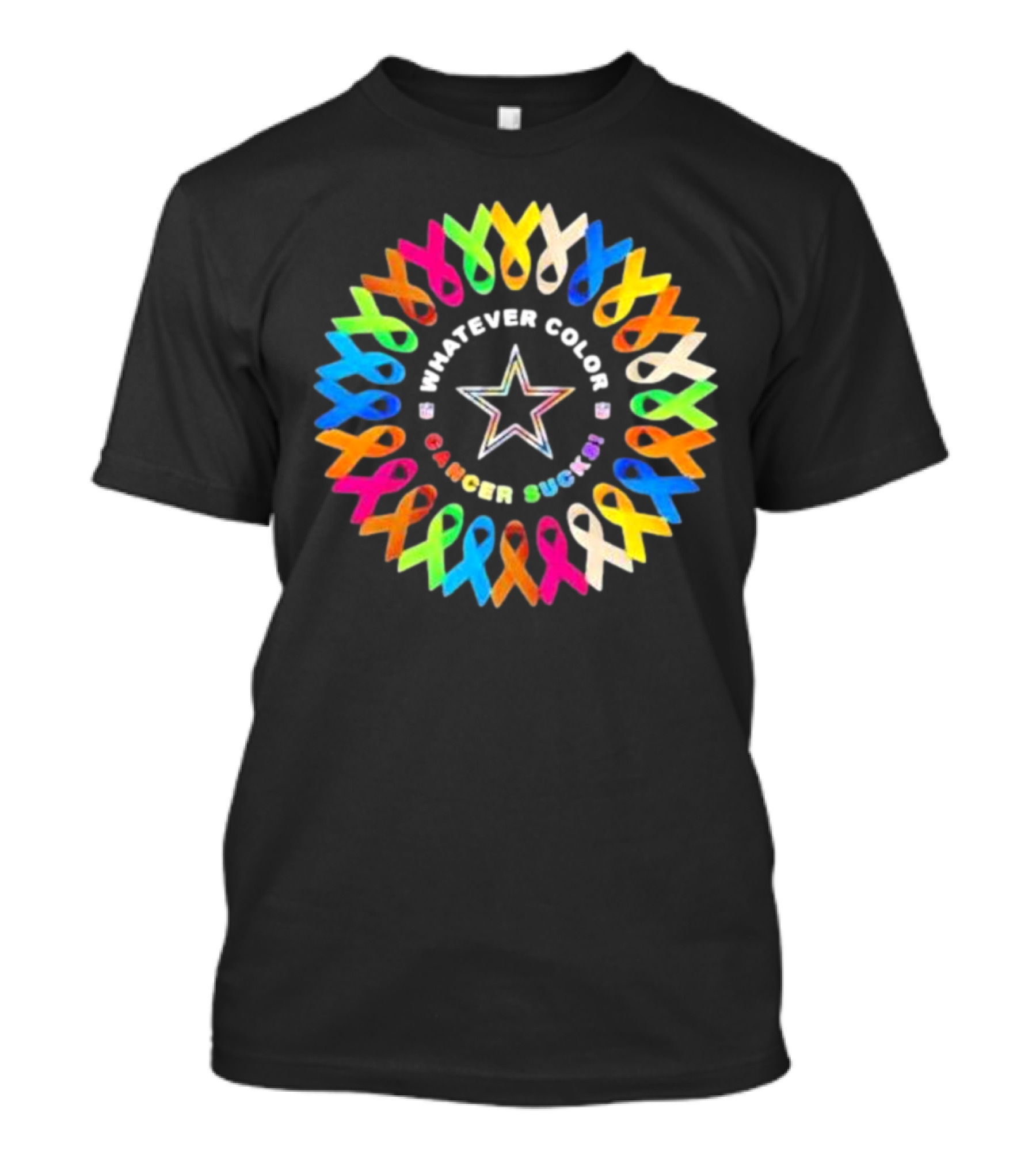 Dallas Cowboys Whatever Color Cancer Sucks Awareness Ribbons Star T-Shirt