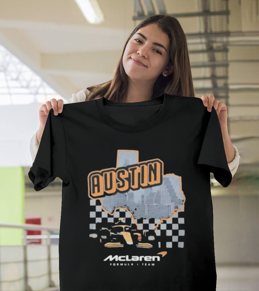 Mclaren Formula 1 Team Austin Texas Racing Circuit Checkered Skyline T-Shirt